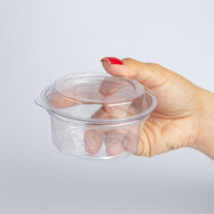 Contenedor redondo chico con bisagra - G 640 D - Paquete 100 pzas.