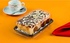 Domos para pastel rectangular chico negro. Paquete con 50 piezas