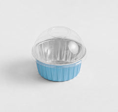 Molde redondo azul con tapa 125 ml - 4 oz - XB-C002 A - Paquete 25 piezas con tapa