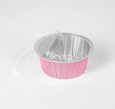 Molde redondo rosa con tapa 125 ml - 4 oz - XB-C002 R - Paquete 25 piezas con tapa