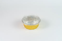Molde redondo dorado 270 ml - 9 oz con tapa - XB-C250 - Paquete 25 piezas con tapa