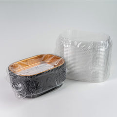 Molde con tapa rectangular negro - dorado 770 ml - XB-2116 - Paquete 25 combos.