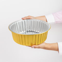 Molde aluminio dorado redondo profundo - XB-250D - Paquete 25 pzas.