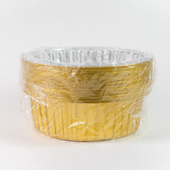 Molde redondo aluminio dorado profundo. 25 piezas por paquete