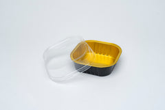 Molde con tapa cuadrado negro y dorado 100 ml - XB-E003 N - Combo 25 piezas con tapa