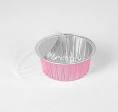 Molde redondo rosa con tapa 125 ml - 4 oz - XB-C002 R - Paquete 25 piezas con tapa