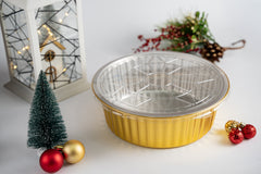 Molde redondo dorado profundo con tapa - XB-250D