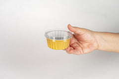 Molde redondo dorado con tapa 125ml 4 oz XB-C002 - 25 piezas