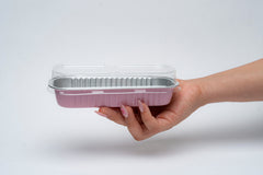 Molde con tapa rectangular rosa 200 ml - 7 oz - XB-1605S R - Combo 25 piezas con tapa